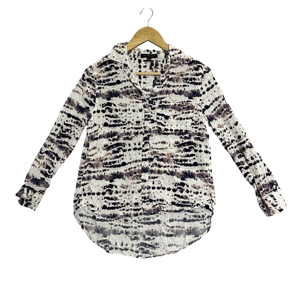 Velvet Heart Tops - Velvet Heart Button Down Shirt Womens Small White Tie Dye Rayon